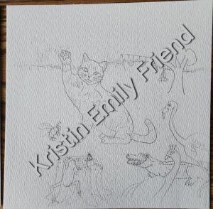Sample pencil illustration from the new Aunt Kitten book.