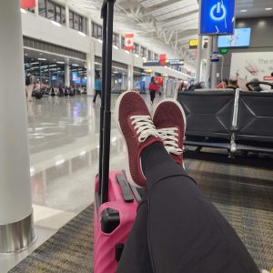 Finally relaxing at the airport.