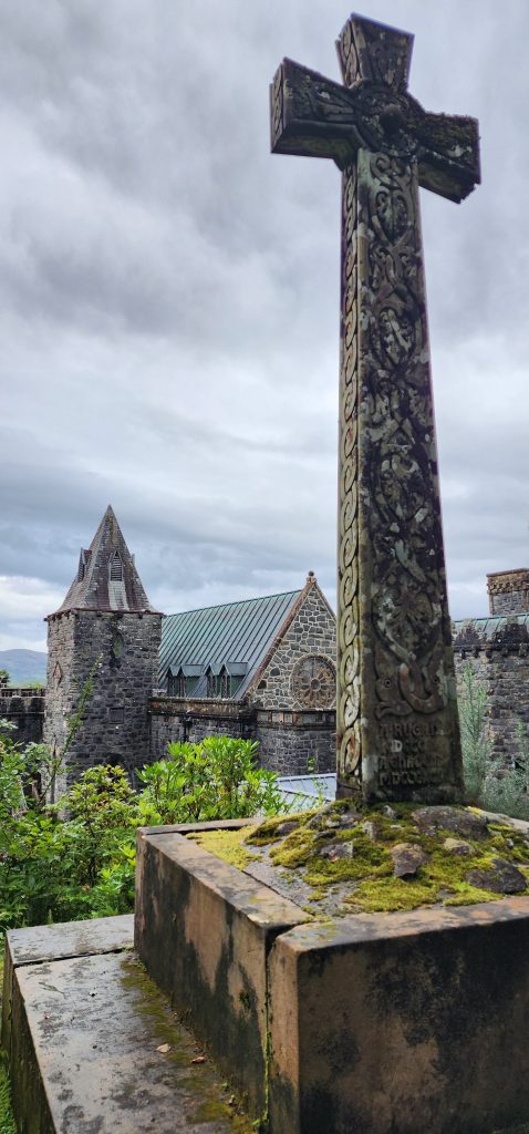 Celtic Cross on hill above St. Conan's Kirk